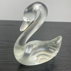 Vintage Fenton Art Glass Frosted  Swan Figurine Made in USA - Marked Fenton